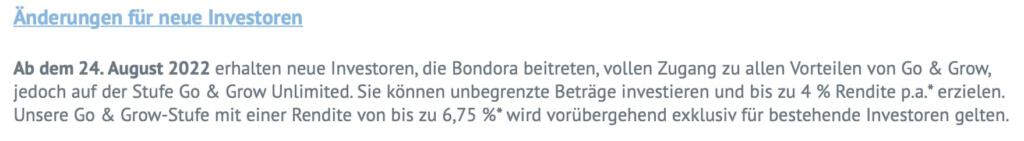 Finanzdenken Änderung Bondora Unlimited